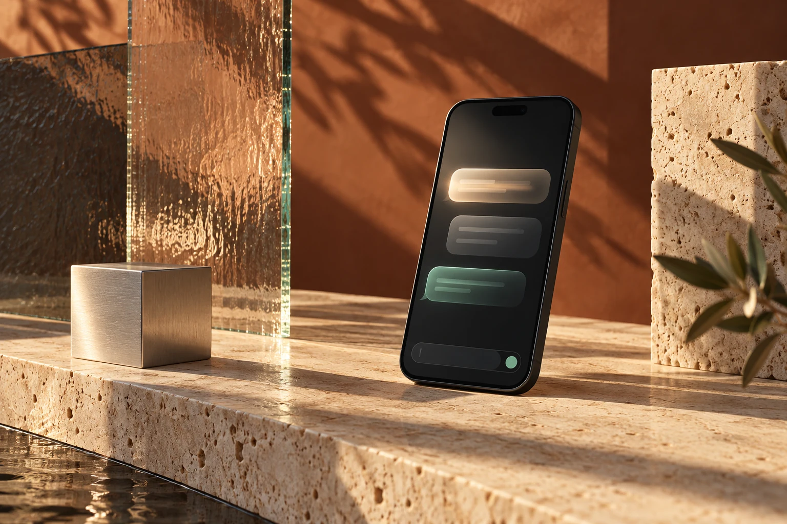 Concept still life of a conversational interface on a smartphone